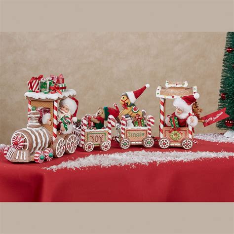 Gingerbread Train Clothtique Santa Figurine Set Gingerbread Train