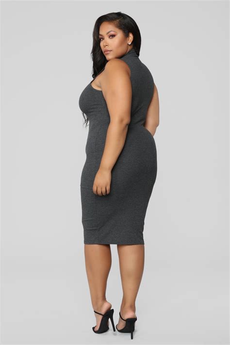 Rydell Midi Dress Charcoal Fashion Nova