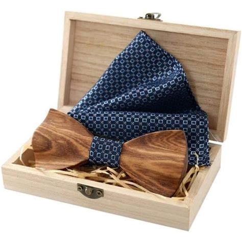 Noeud Papillon Pour Homme Bow Tie En Bois Hommes Mouchoir Ensemble Sac