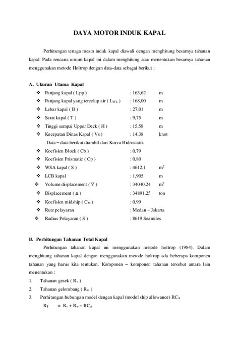 Doc Menghitung Daya Motor Induk Kapal