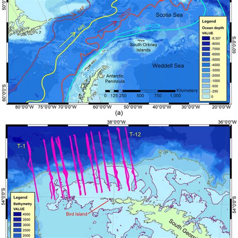 (a) The Scotia Sea showing the location and direction of flow for the ...