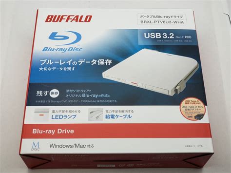 Buffalo ブルーレイドライブ 外付け 光学式 Bd Blu Ray Dvd Brxl Ptv6u3 Whb Bdxl対応 Mac