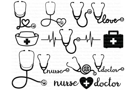 Stethoscope SVG Bundle, Nurse SVG. | Healthcare Illustrations ...