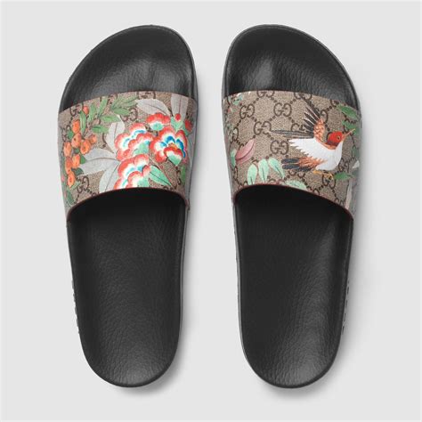 Gucci Tian Printed Slides In Multicolor For Men Lyst