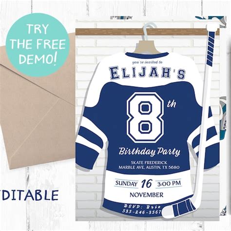 Hockey Birthday Invitations Hockey Birthday Invitation Ice Etsy