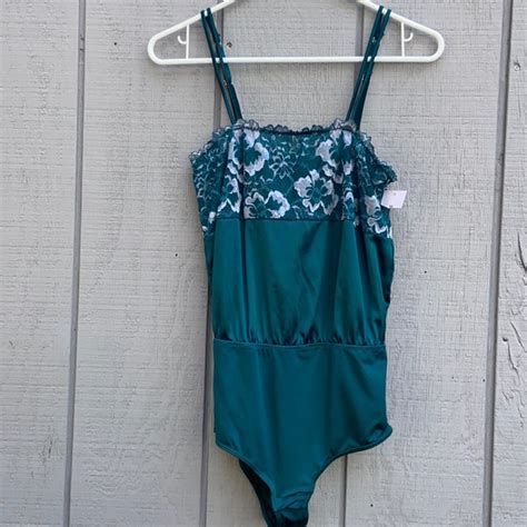 Auden Tops Auden Green Lacey Top Bodysuit Xs Nwt Lingerie Or Wear As Body Suit Poshmark