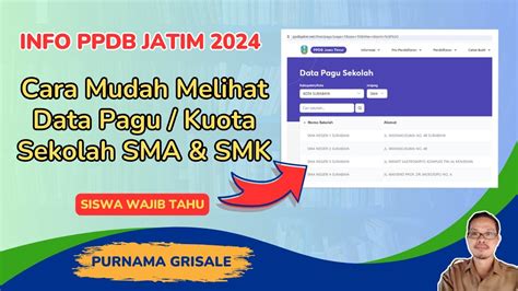 Cara Melihat Data Pagu Sekolah Sma Dan Smk Ppdb Jatim Youtube