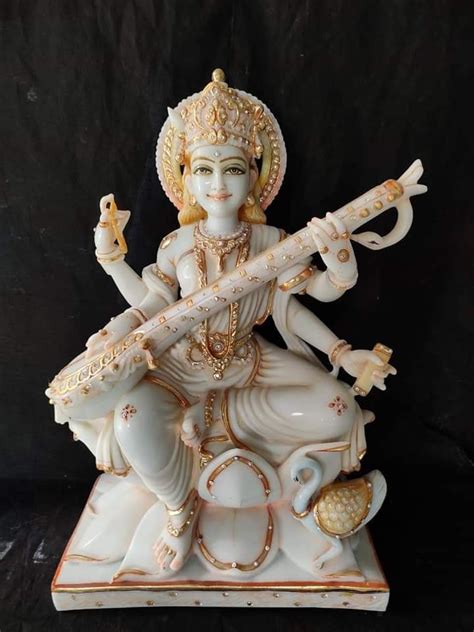 Painted Hindu Marble Saraswati Maa Statue For Worship At Rs In Jaipur