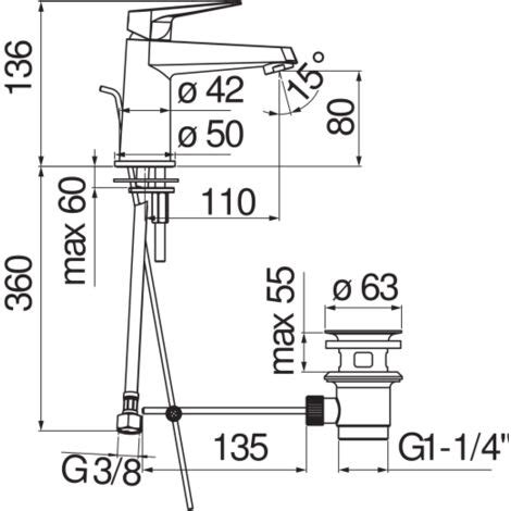 Mitigeur de lavabo 1 1 4 avec système breveté SNAP Nobili Sky series