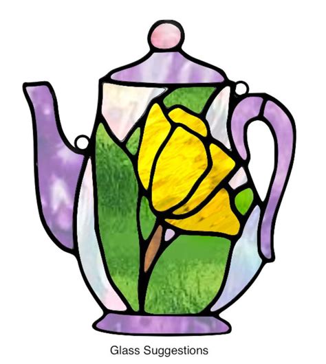 Teapot And Tulip Stained Glass Pattern Etsy