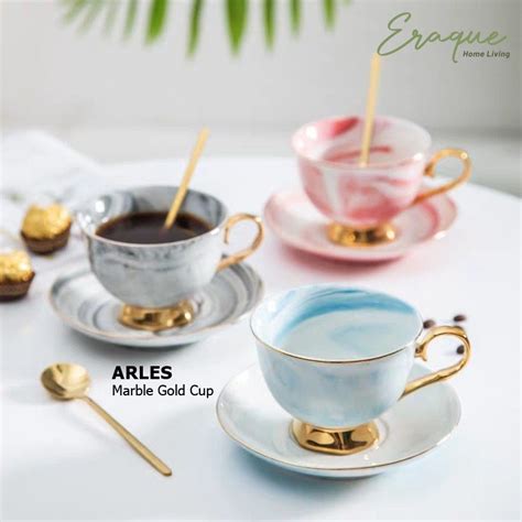 Jual Arles Marble Tea Cup Gelas Cangkir Mug Teh Kopi Keramik Marble