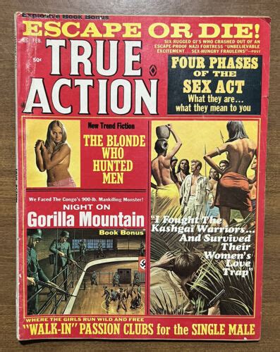 True Action Magazine Feb 1970 Pulp Stories For Men War Sex 94 Pages