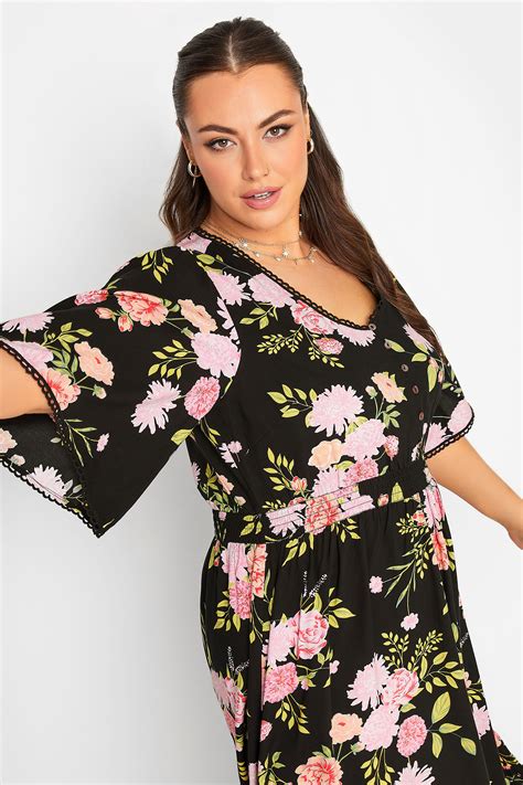 Yours Curve Plus Size Black Floral Maxi Dress Yours Clothing