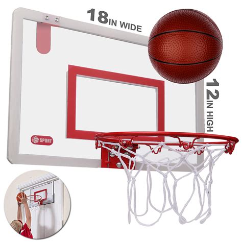 ODOLAND 18" Indoor Mini Basketball Hoop Set, Over the Door Basketball ...