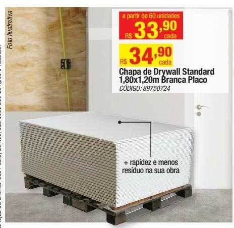 Chapa De Drywall Standard 1 80x1 20m Branca Placo Oferta Na Leroy Merlin