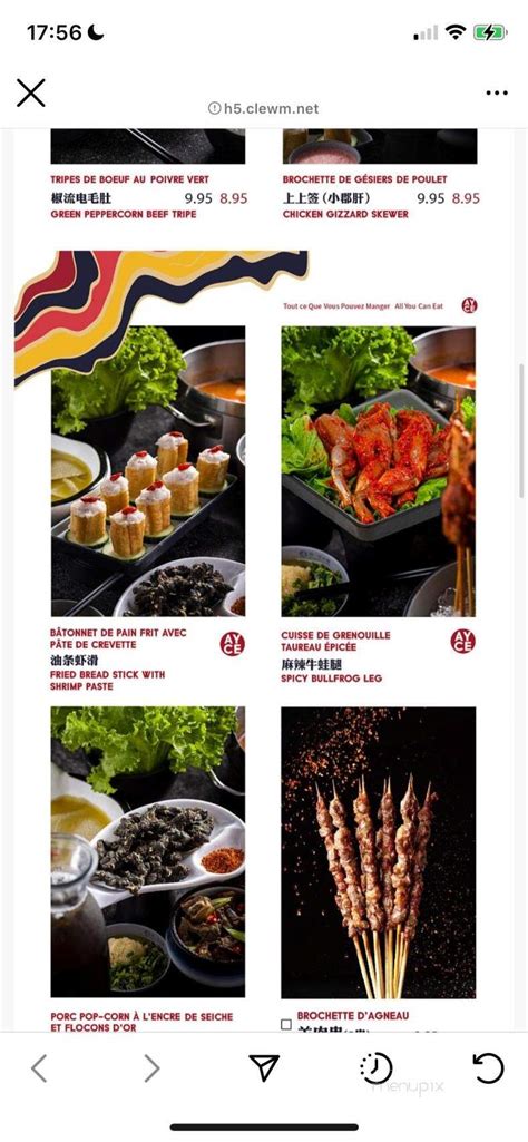 Menu Of Liuyishou Hotpot In Montreal Qc H G A