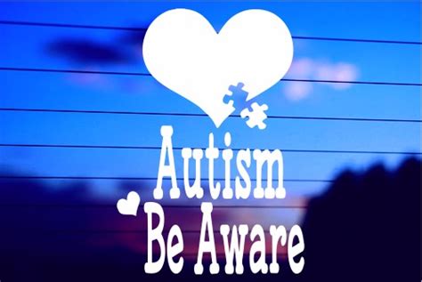 AUTISM AWARENESS HEART WITH PUZZLE PIECE CAR DECAL STICKER