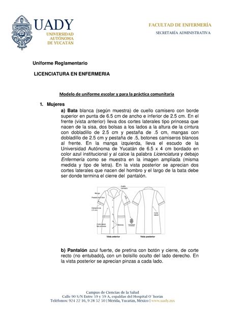 Uniforme Reglamentario Enfermer A Uniforme Reglamentario Licenciatura