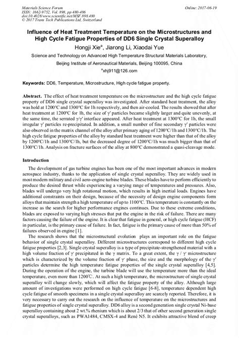 Influence Of Heat Treatment Temperature On The Microstructures And High