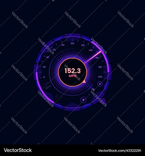 Car Futuristic Speedometer Neon Gauge Dial Vector Image