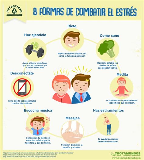 Infografía 8 formas de combatir el estrés Combatir el estres Como