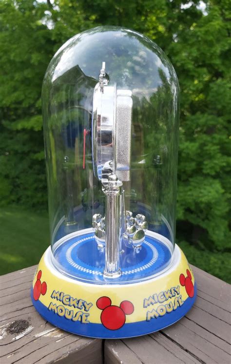 Disney Mickey Mouse Porcelain Base Glass Dome Anniversary Clock