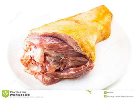 Fresh Raw Pork Shank On A Plate Stock Photo Image Of Meat Bone 48139860