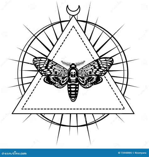 Magic Moth Esoteric Symbol Sacred Geometry Vector Illustration