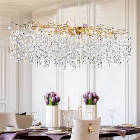 Lizztree L Rectangle Large Luxury Chandelier Light Fixture Modern