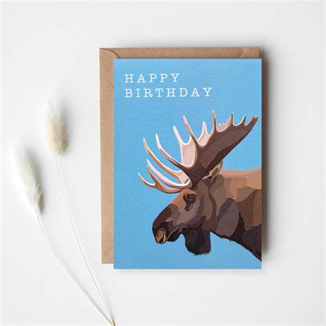 Moose Birthday Card Moose Card Birthday Card Animal Card Woodland ...