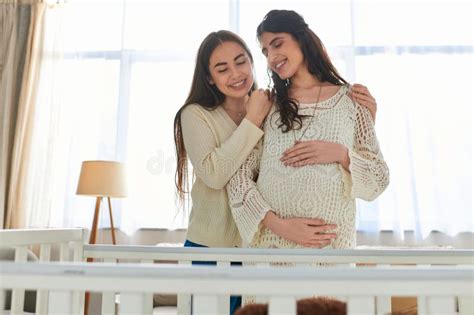 Happy Lesbian Couple Hugging Warmly With Stock Photo Image Of Contentment Maternity 292937272