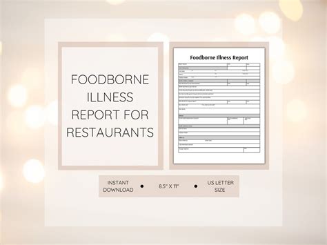 Foodborne Illness Report Restaurant Form Printable Report Etsy