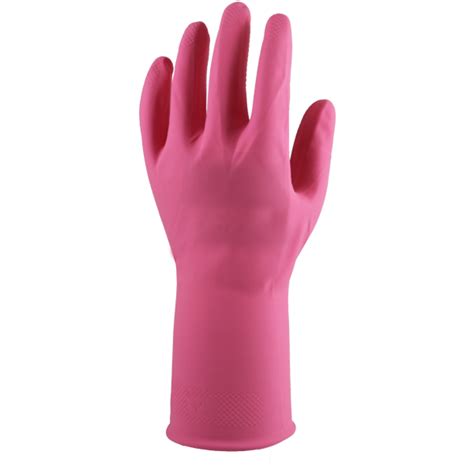 Pink Flocklined Household Rubber Gloves Safe Tradie