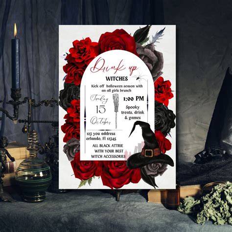 Witches Night Out Invitation Girls Night Out Or In Halloween Drink Up Witches Party Adult