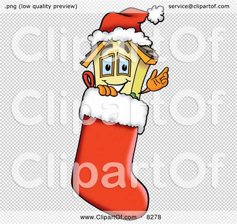 Clipart Picture Of A House Mascot Cartoon Character Wearing A Santa Hat