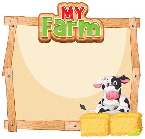 Free Vector | Border template design with cow and hay