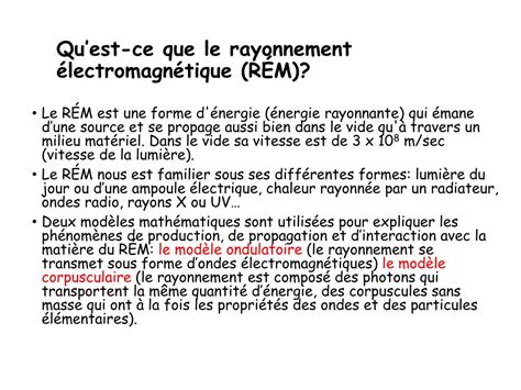 Ppt Le Rayonnement Lectromagn Tique Et Ses Caract Ristiques Bref