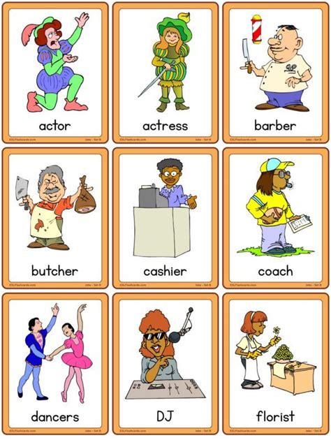 Jobs Flashcards Set C Esl Flashcards Printable Flash Cards