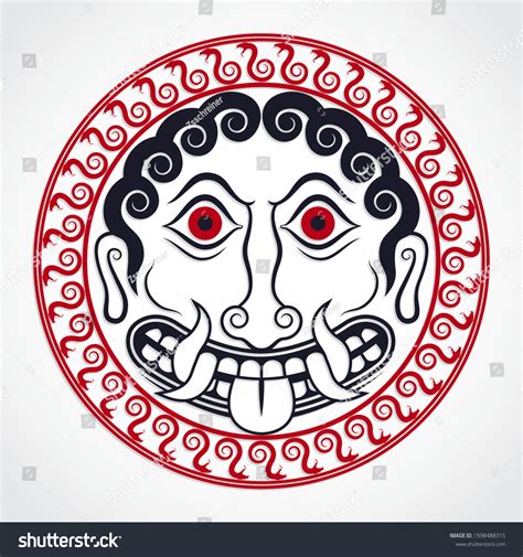 Gorgon Head Red Eyes Greek Mythology Stock Vector (Royalty Free) 1598488315