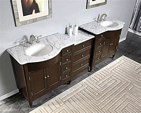 95 Inch Modern Espresso Double Sink Bath Vanity Marble