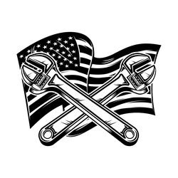 American Flag Wrenches Vector Images Over