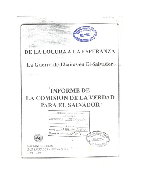 Calam O Informe De La Comisi N De La Verdad De La Locura A La Esperanza