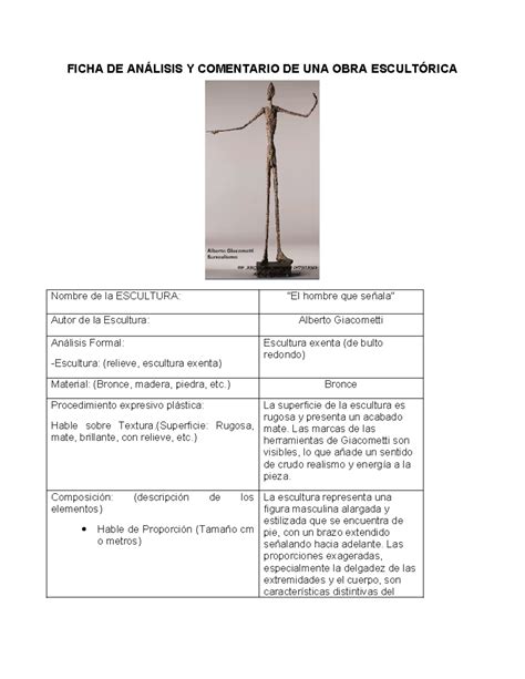 Ficha de Escultura S11 FICHA DE ANÁLISIS Y COMENTARIO DE UNA OBRA