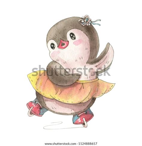 Winter Illustration Funny Cartoon Penguin On Stock Illustration 1124888657 | Shutterstock