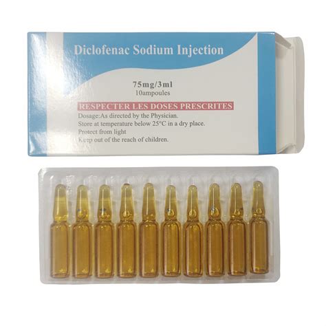 Colorless Clear Diclofenac Sodium Injection 3ml 75mg 10 Vials Box OEM