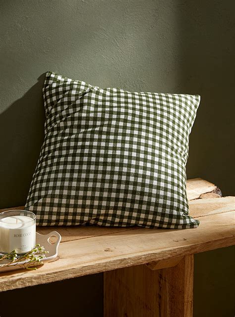 Olive Gingham Check Cushion 45 X 45 Cm Simons Maison Cushions