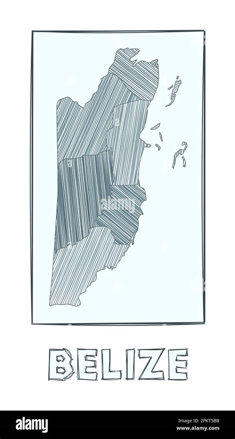 Sketch Map Of Belize Grayscale Hand Drawn Map Of The Country Filled