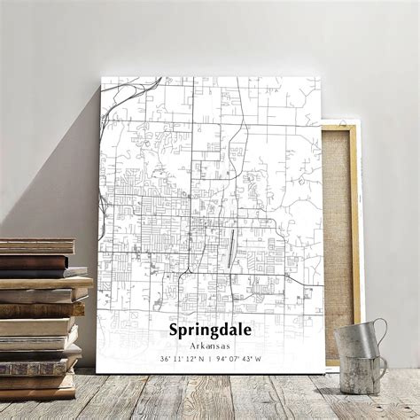 Map of Springdale Digital File, Modern City Map, Springdale Printable ...