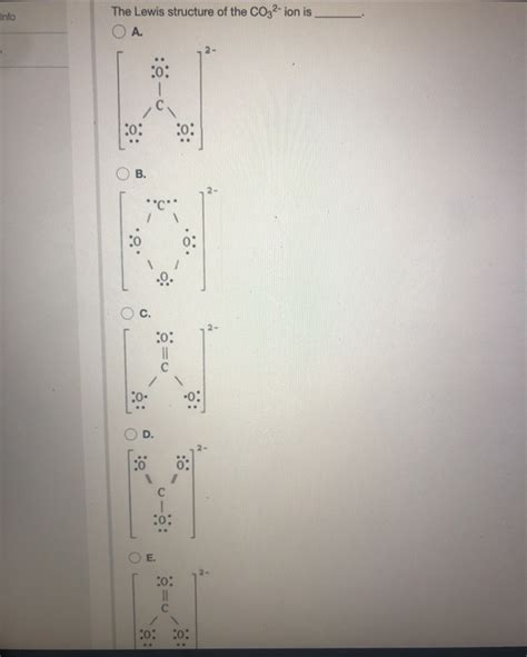 Solved Info The Lewis Structure Of The Co Ion Is O A Chegg