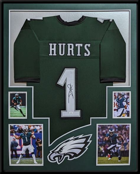 FRAMED PHILADELPHIA EAGLES JALEN HURTS AUTOGRAPHED SIGNED 1 JERSEY JSA